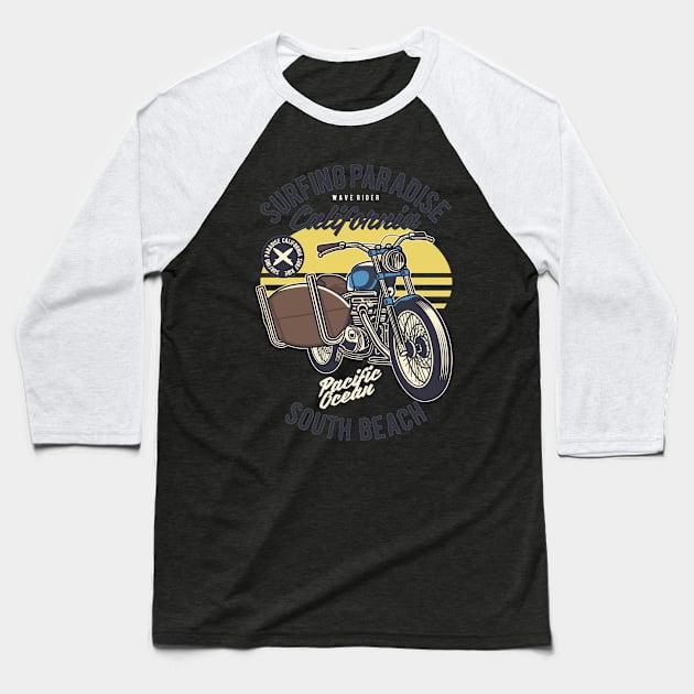 Surfboard Ride, Vintage Retro Classic Baseball T-Shirt by CoApparel